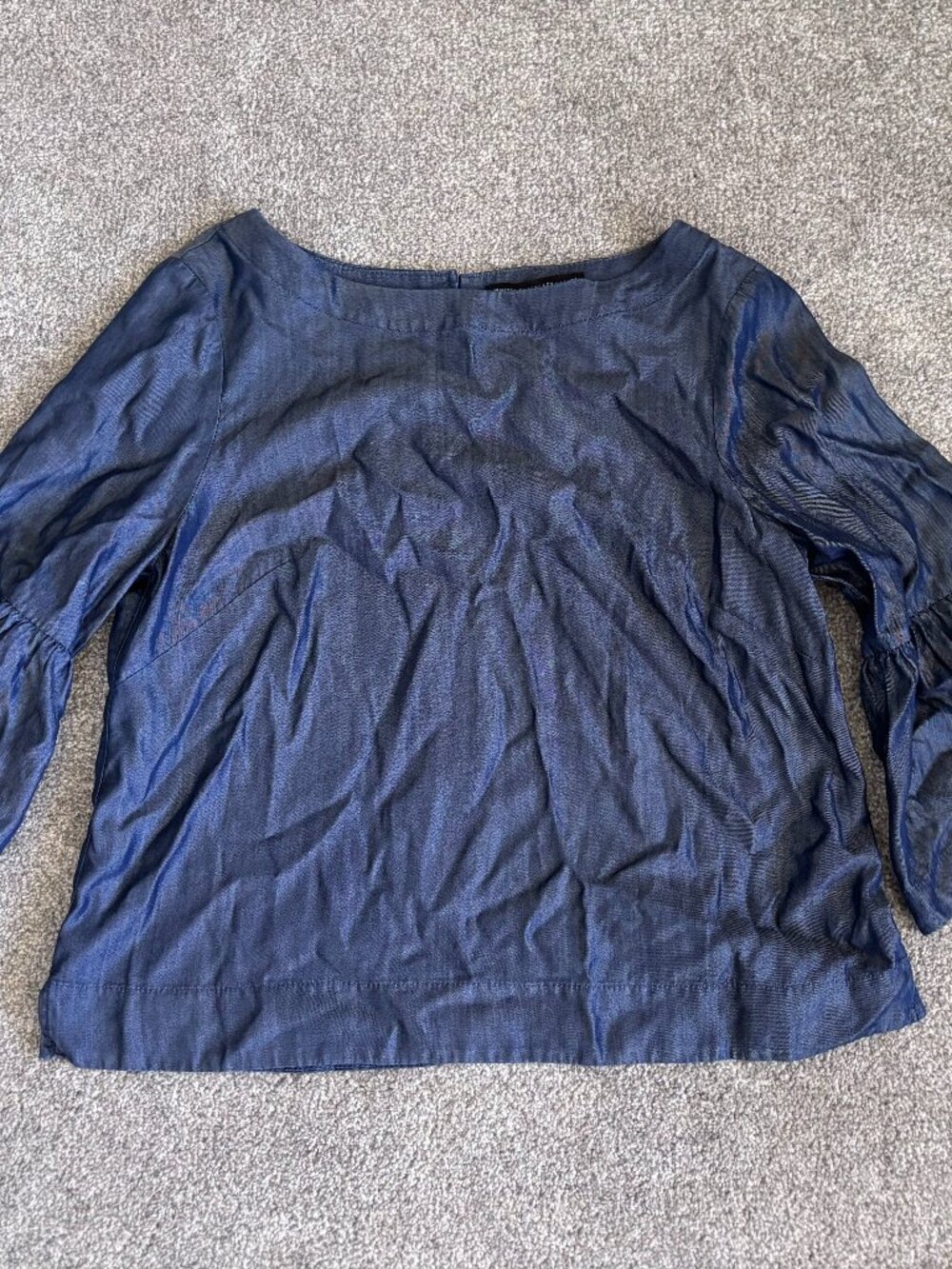 White House Black Market Blue Denim-Style Top - Size 14